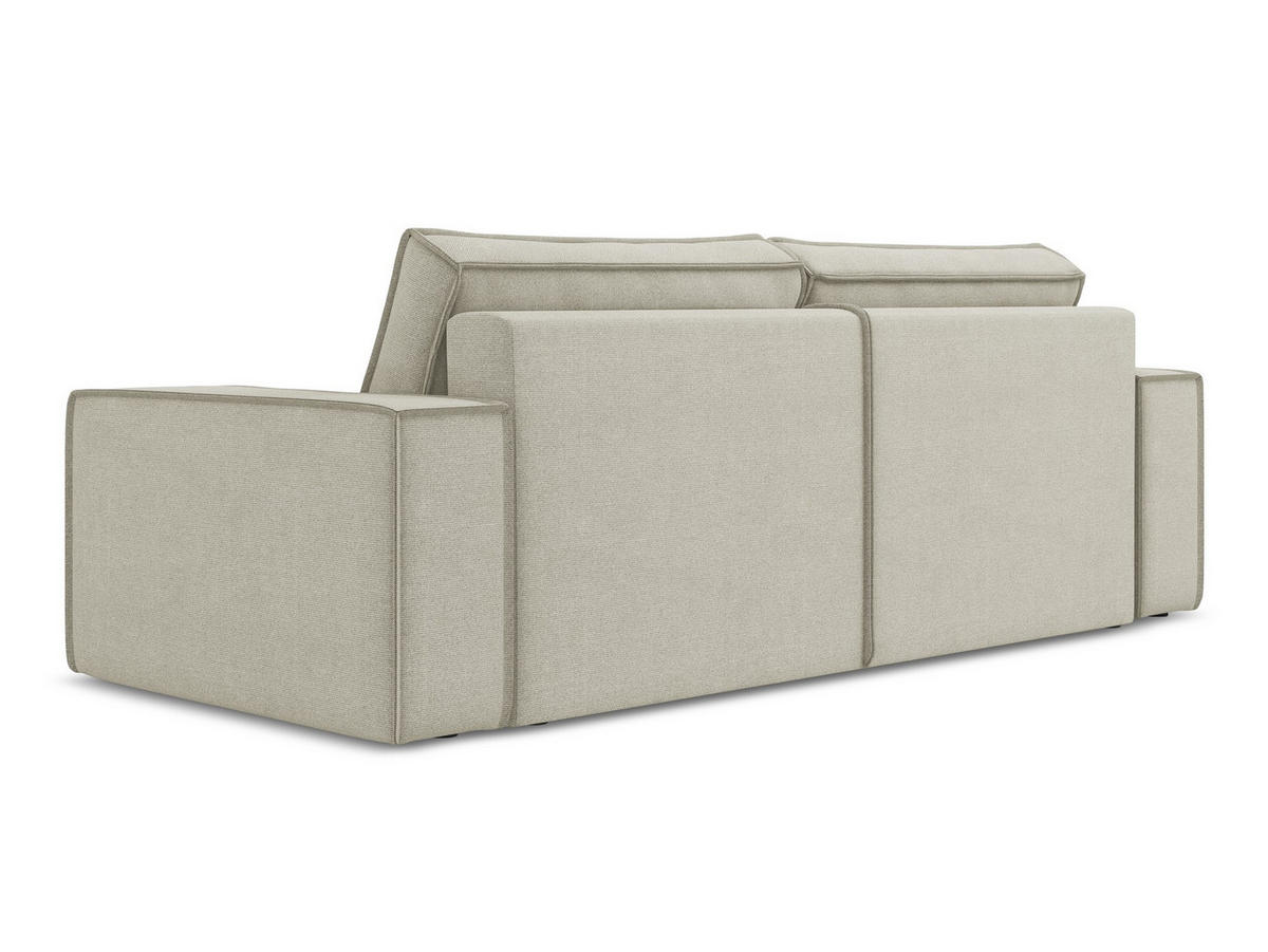 3-SITZER SOFA mit Schlaffunktion Strukturstoff Stoff Beige - Beige/Creme, Kunststoff/Textil (255/85/105cm) - Makamii