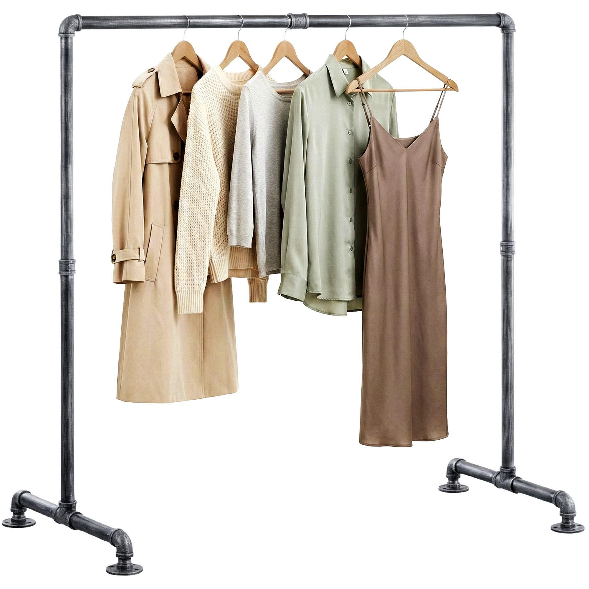 KLEIDERSTÄNDER 150 cm-silber-Metall - Silberfarben, Metall (150/150/55cm) - CLP