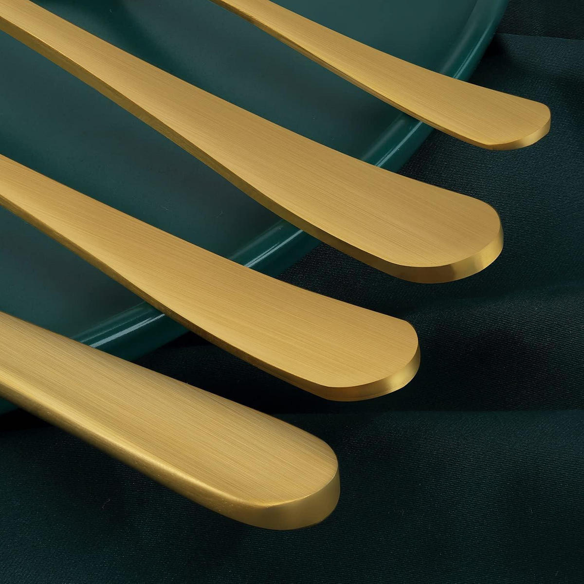 BESTECKSET 24-teiliges Set Matt Gold für 6 Personen Edelstahl spülmaschinenfest - Goldfarben, Metall