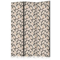 PARAVENT Beidseitig Bedruckter 3-tlg 135x172 cm Blumen Und Kaninchen - Creme, Holz/Textil (135/172/3cm) - Muralo