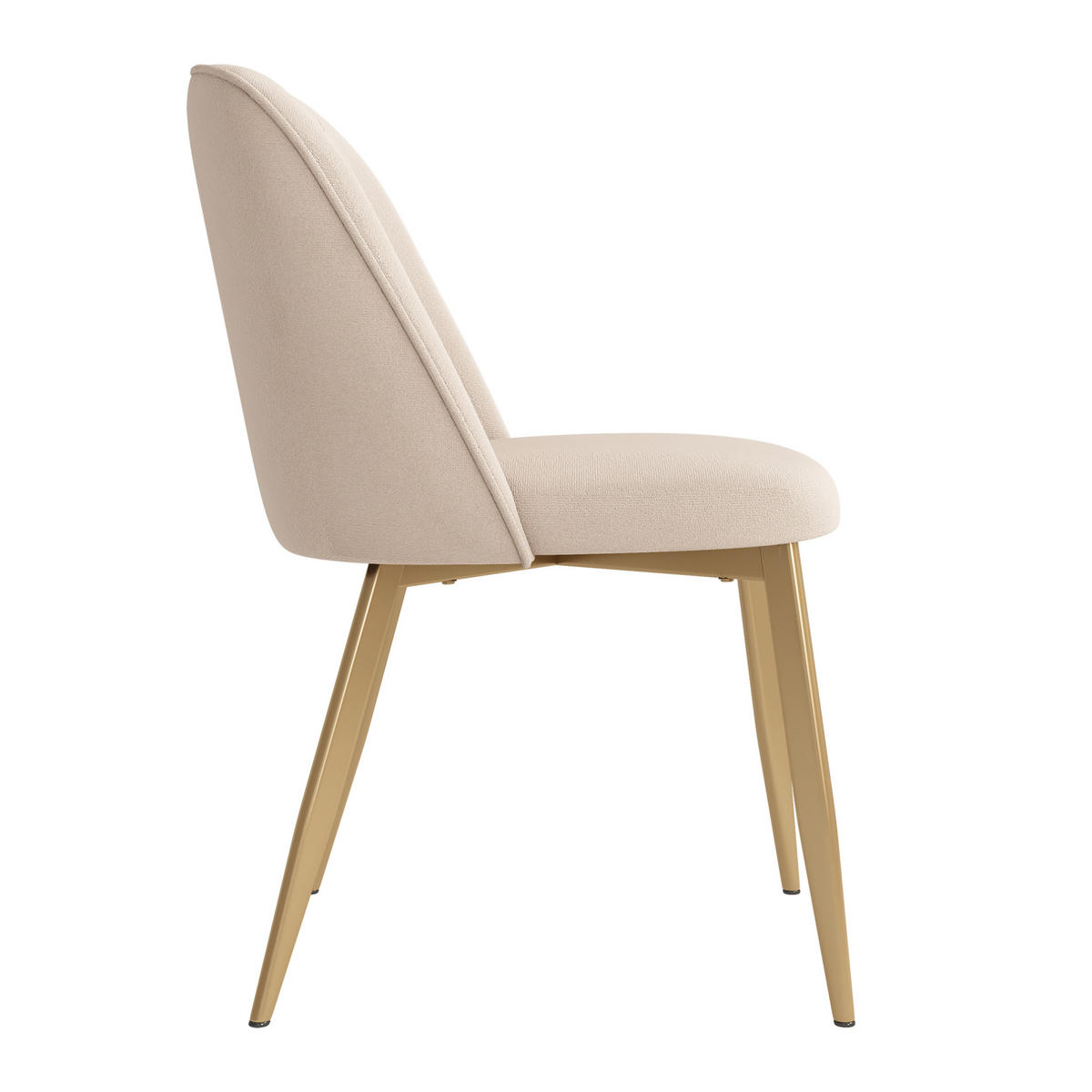 ESSZIMMERSTUHL 2er-Set Samt Beige mit goldfarbenen Metallbeinen - Beige, Metall (50/80/53cm) - Meubliv