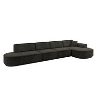 ECKSOFA Ottomane Rechts MARI-L3-v3 - 402x163x81 cm Schwarz Velours - Schwarz, Holzwerkstoff/Kunststoff (402/163cm) - ALTDECOR