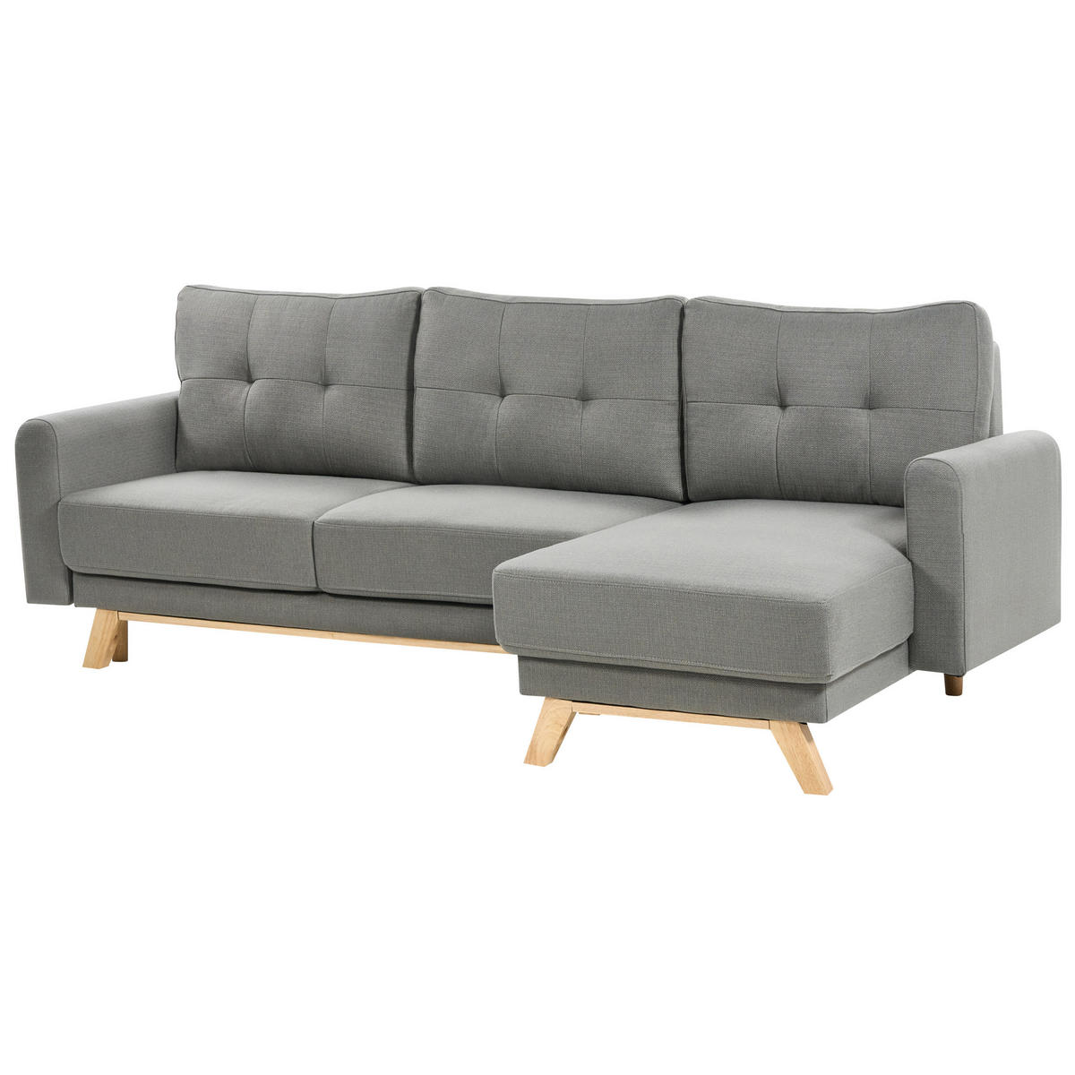 3-SITZER-ECKSOFA grau rechtsseitig mit Schlaffunktion Stauraum Siro - Hellbraun/Grau, Textil (240/142cm) - Beliani