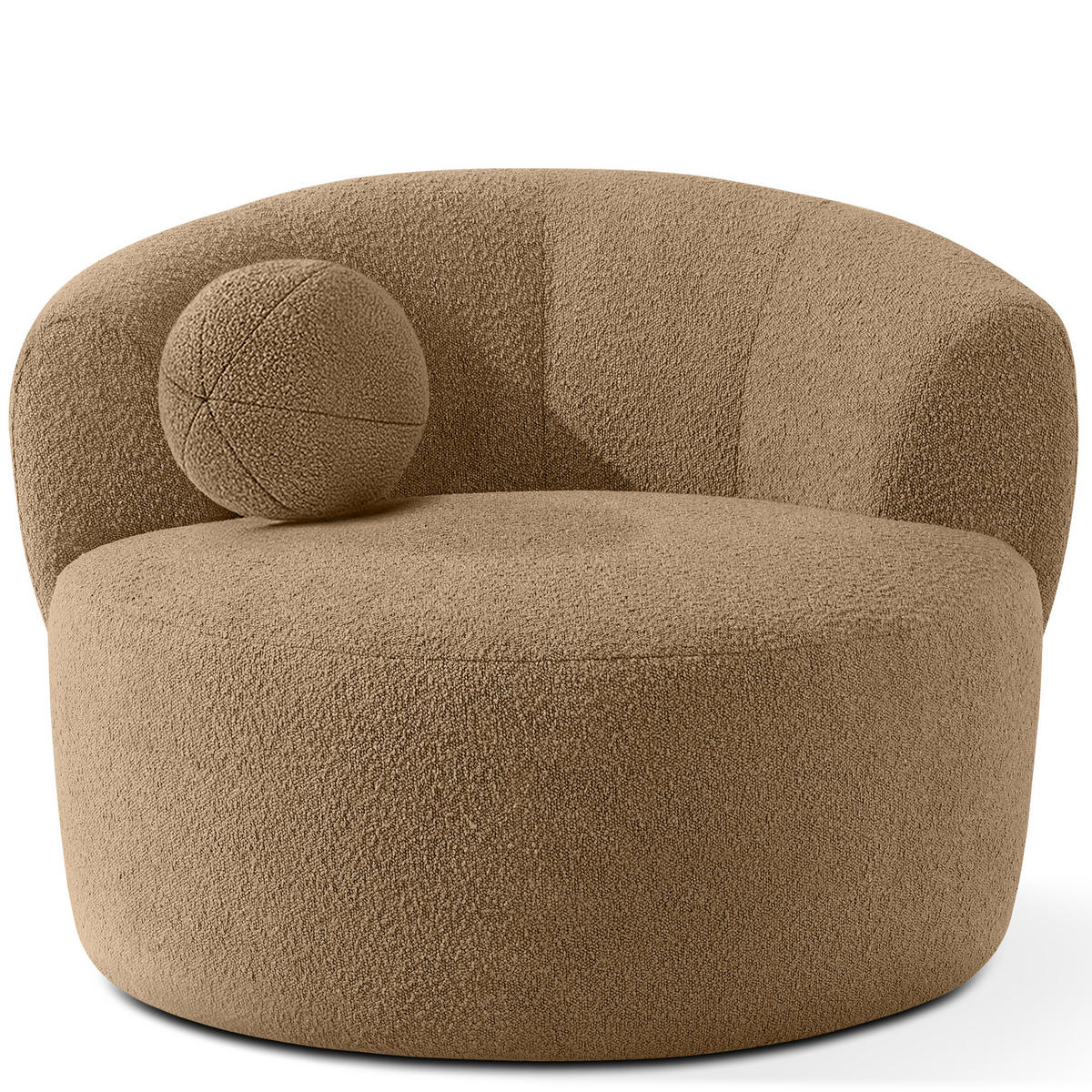 DREHSESSEL VIRA, Dunkelbeige, Bouclé - Schwarz/Braun, Holz/Holzwerkstoff (105/76/100cm) - KONSIMO®
