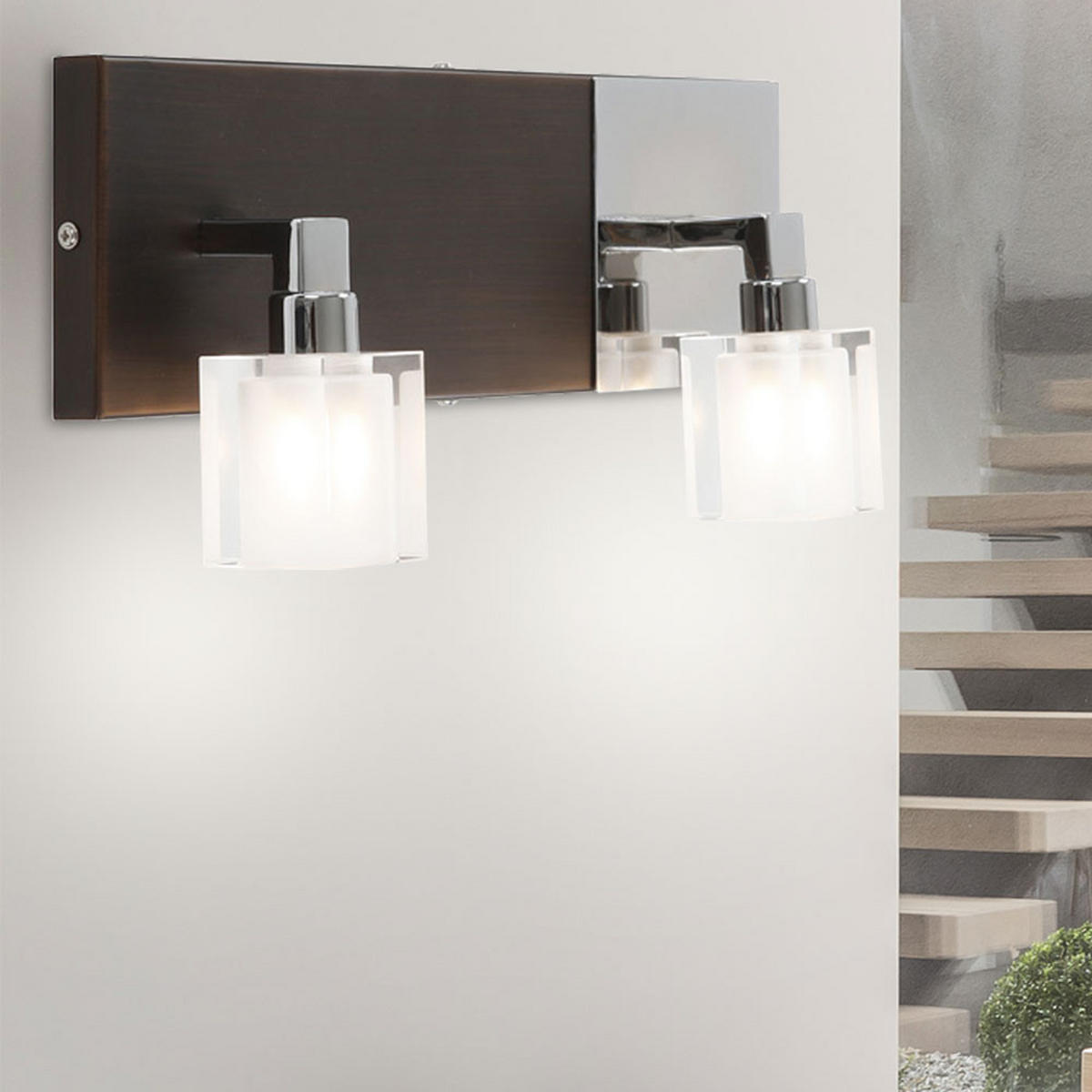 LED WANDLEUCHTE AZOT Holz Silber - Silberfarben, Holz (9/17/38cm) - Globo Lighting