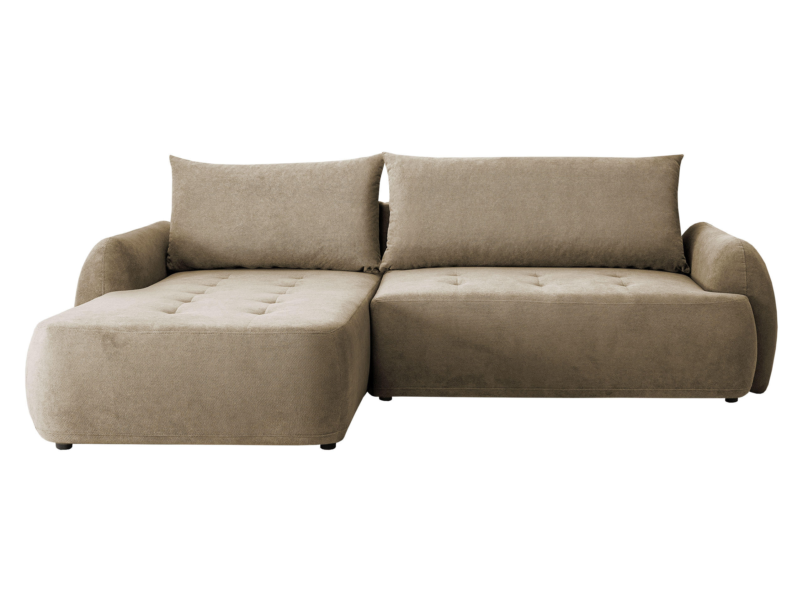 ECKSCHLAFSOFA Bueno II, Seite: Links - Beige/Schwarz, Holz/Textil (280/185cm) - MIRJAN24