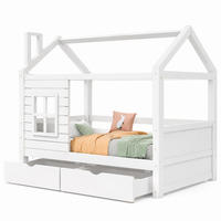 KINDERBETT Hausbett mit Stauraum 90x200 cm Kiefer Massivholz White - Weiß, Holz (90/200cm) - Meubliv