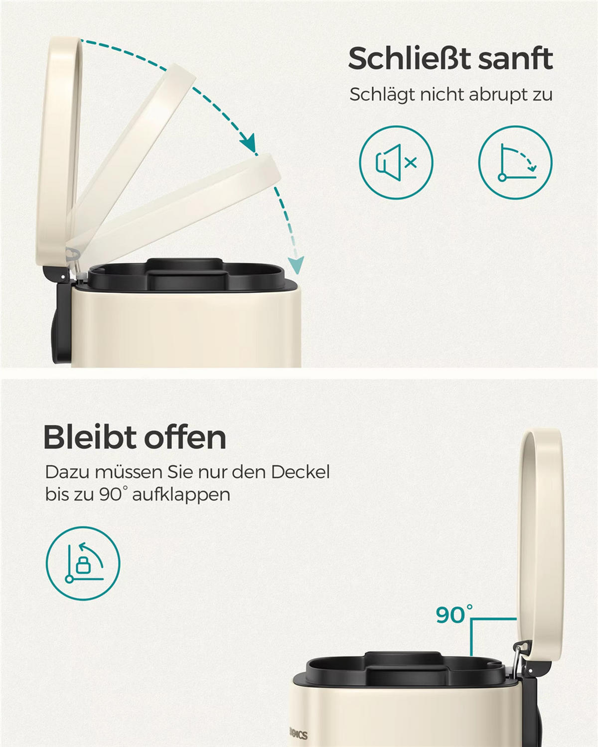 MÜLLEIMER 30 L Küche Tretmülleimer Softclose Deckel - Beige, Metall (34.8/63.3/29.7cm) - Kaket
