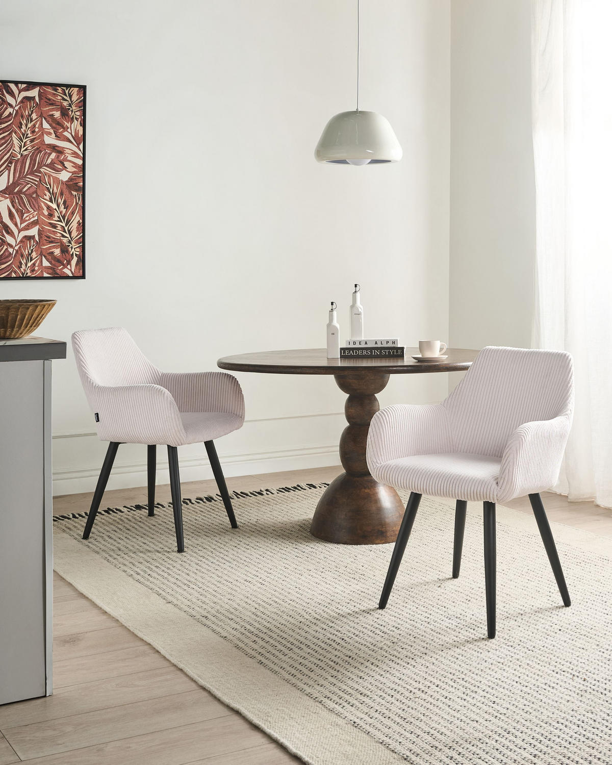 ESSZIMMERSTUHL 2er-Set Cord Hellbeige Mori - Beige, Textil (56/83/64cm) - Beliani