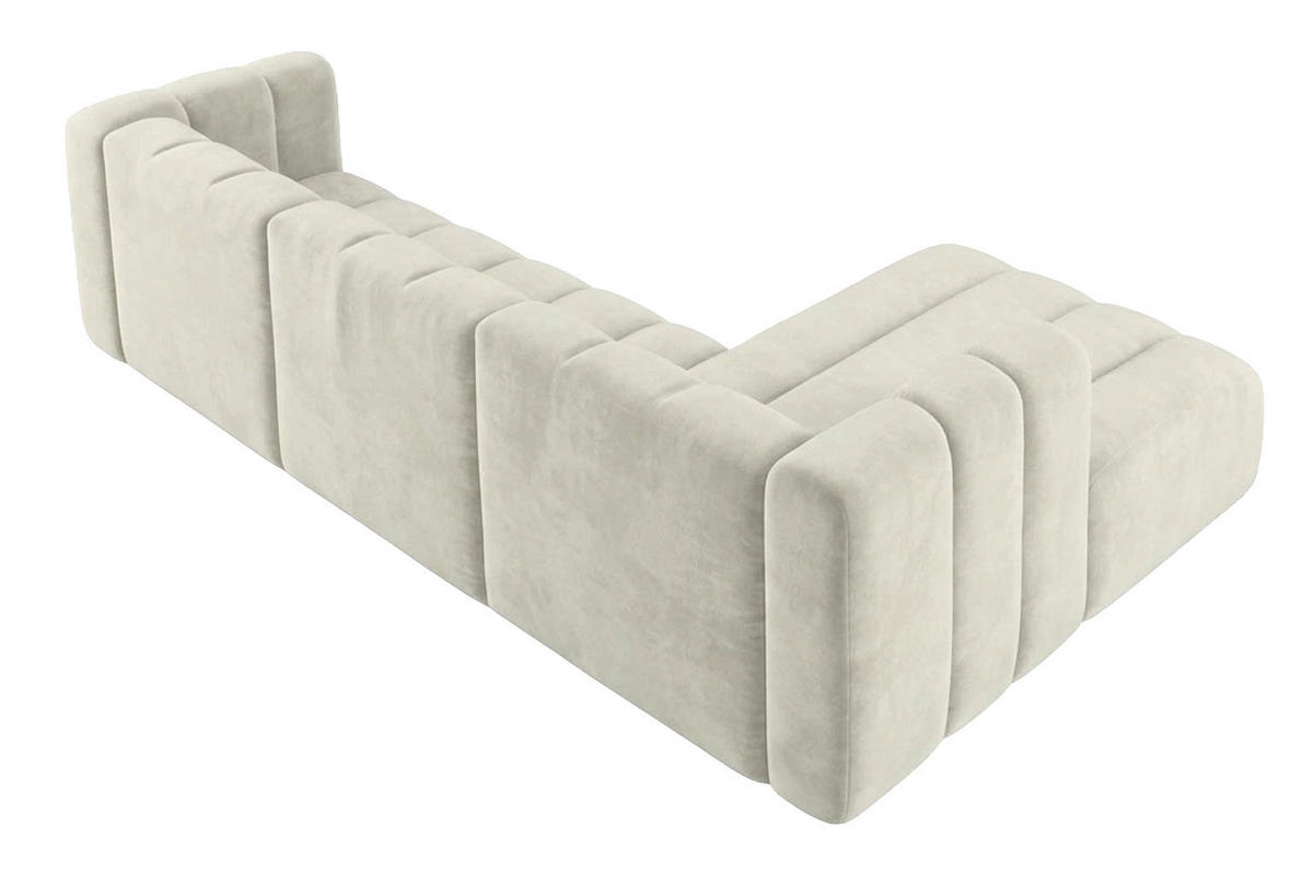 ECKSOFA Modulares In L-Form, Velvet-Stoff Riviera, Ecru, Rechts, GRAND 318 cm - Creme, Holz (318/179cm) - Kaiser Möbel