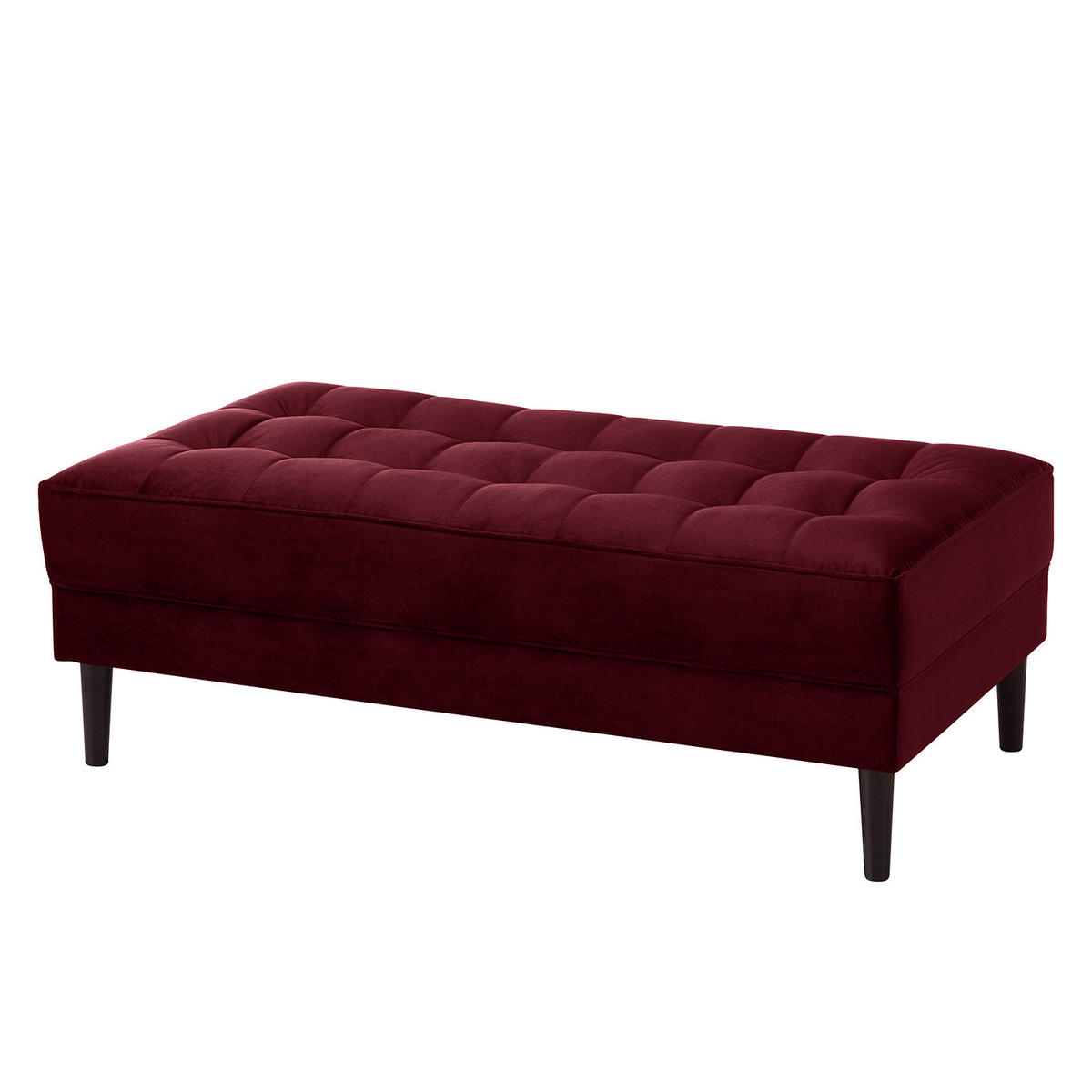 ECKSOFA - Samt - Dunkelbraun/Weinrot, Birkenholz/Textil (201/155cm) - home24