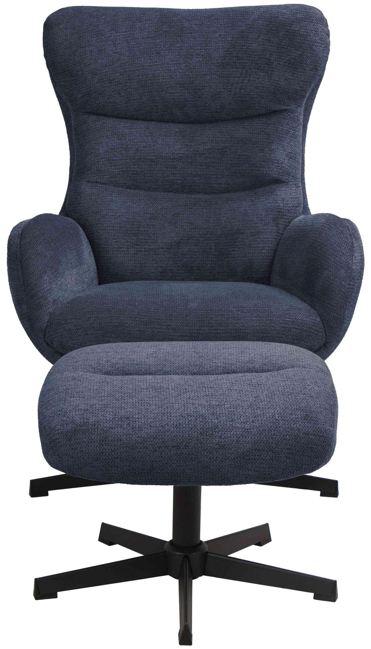 RELAXSESSEL Lucito blau inkl. Fußhocker - Blau/Schwarz, Textil/Metall (83/109/76cm) - Mr. Deko