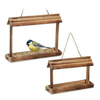 2XVOGELFUTTERHAUS - Hellbraun, Holz (31.5/23.5/8cm) - Relaxdays