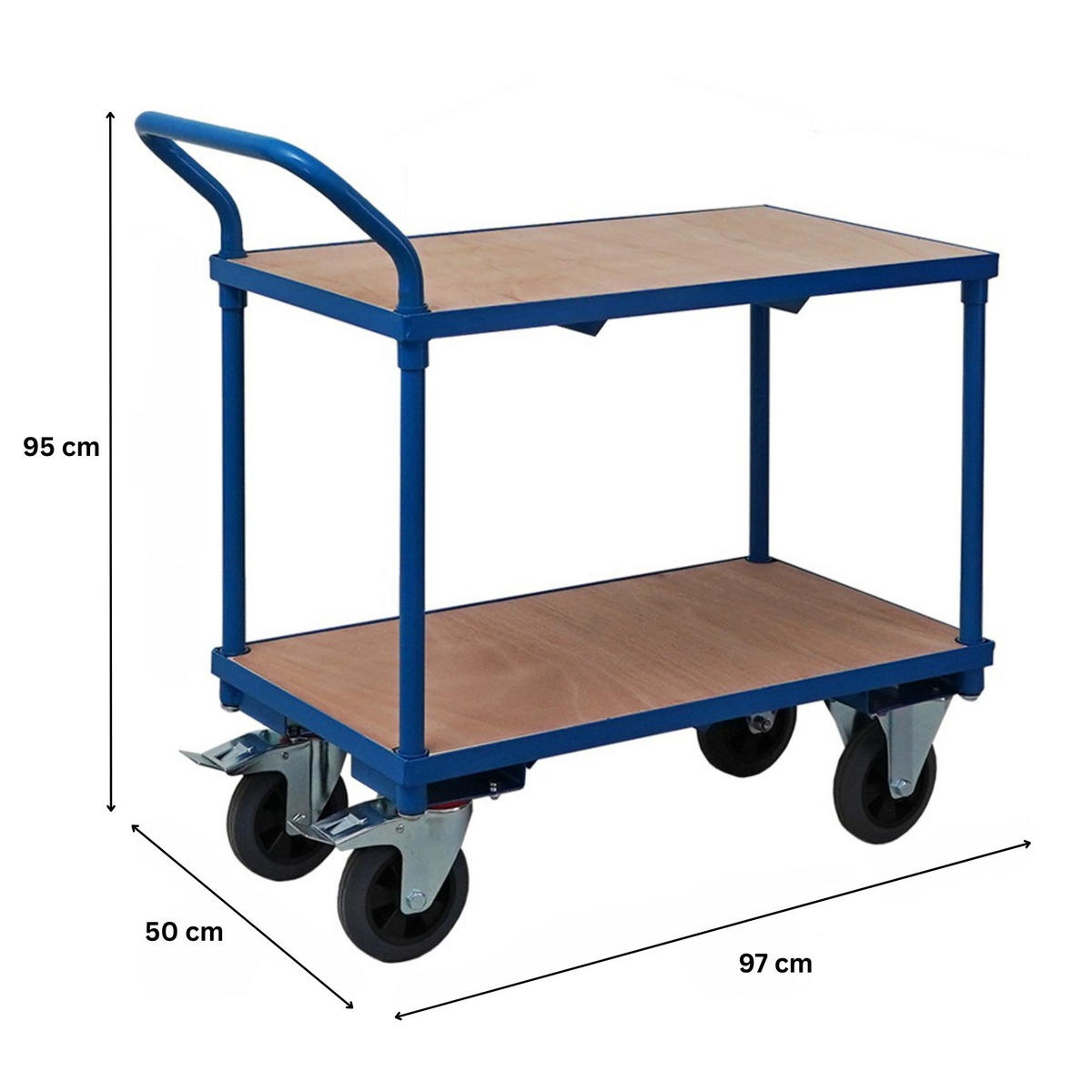 TISCHWAGEN mit 2 Etagen 95x50x97cm Traglast 400kg Lichtblau - Hellblau, Metall (97/50/95cm) - PROREGAL