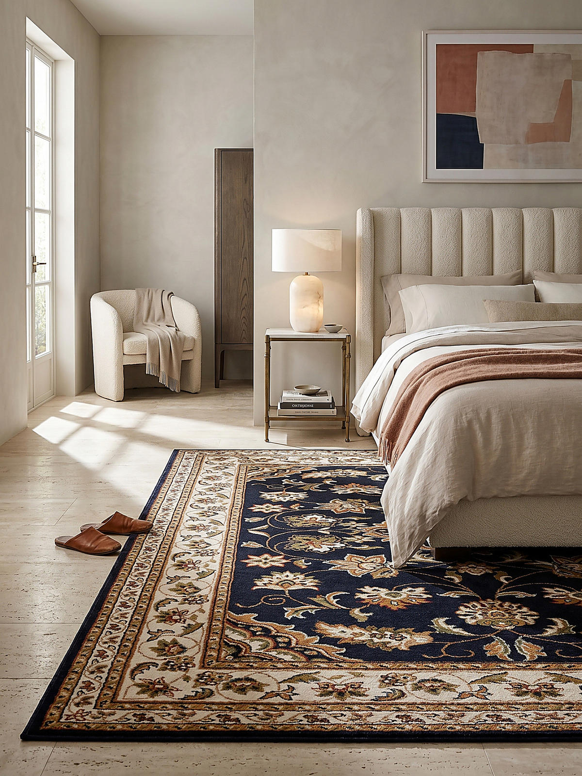 TEPPICH GLAZERT, klassisch-floral, Dunkelblau, 200 x 290 cm - Blau, Textil (200/290cm) - KADIMA DESIGN