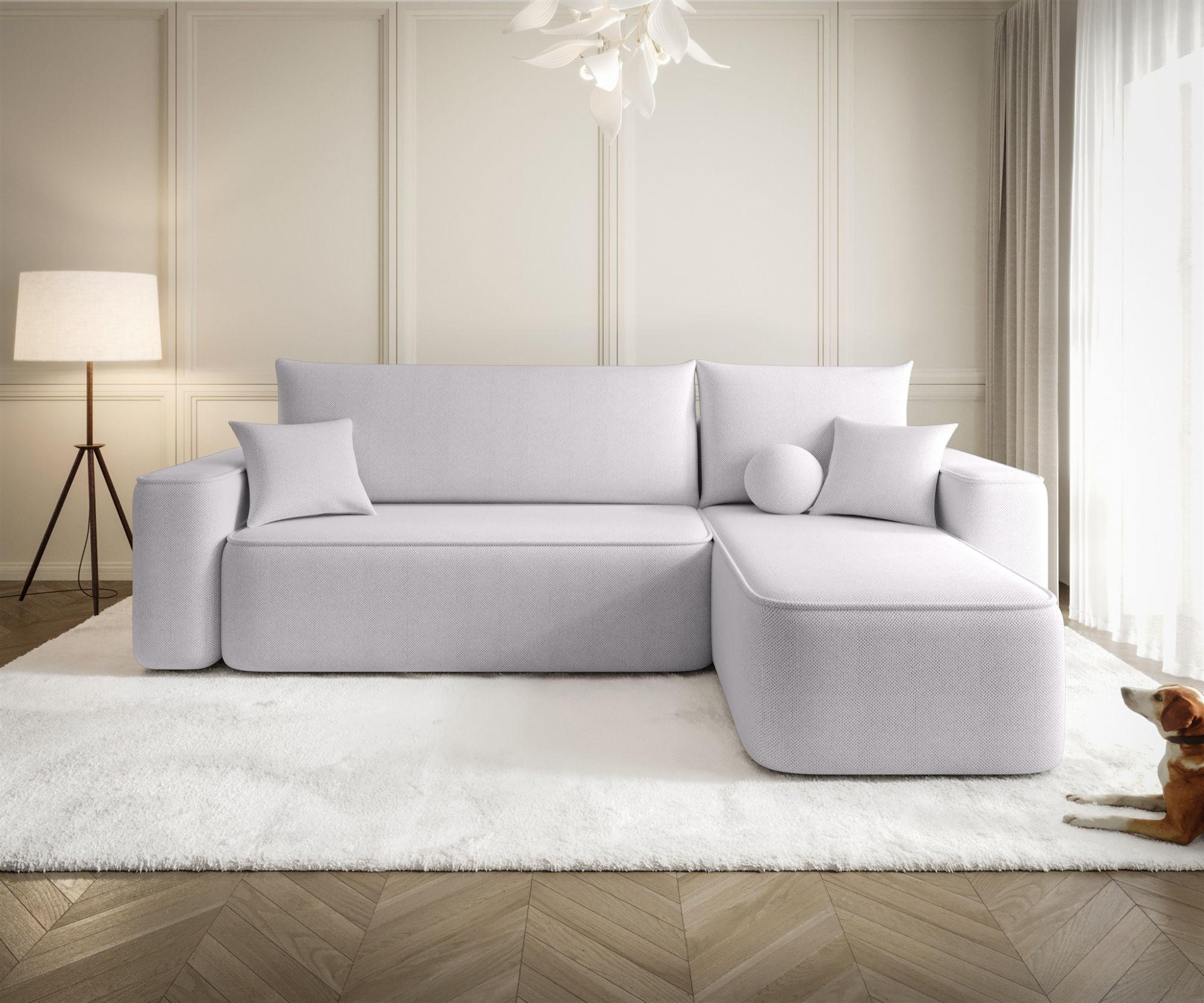 ECKSOFA Agepo In Curio - Hellgrau, Holzwerkstoff/Textil (250/150cm) - Fun Möbel