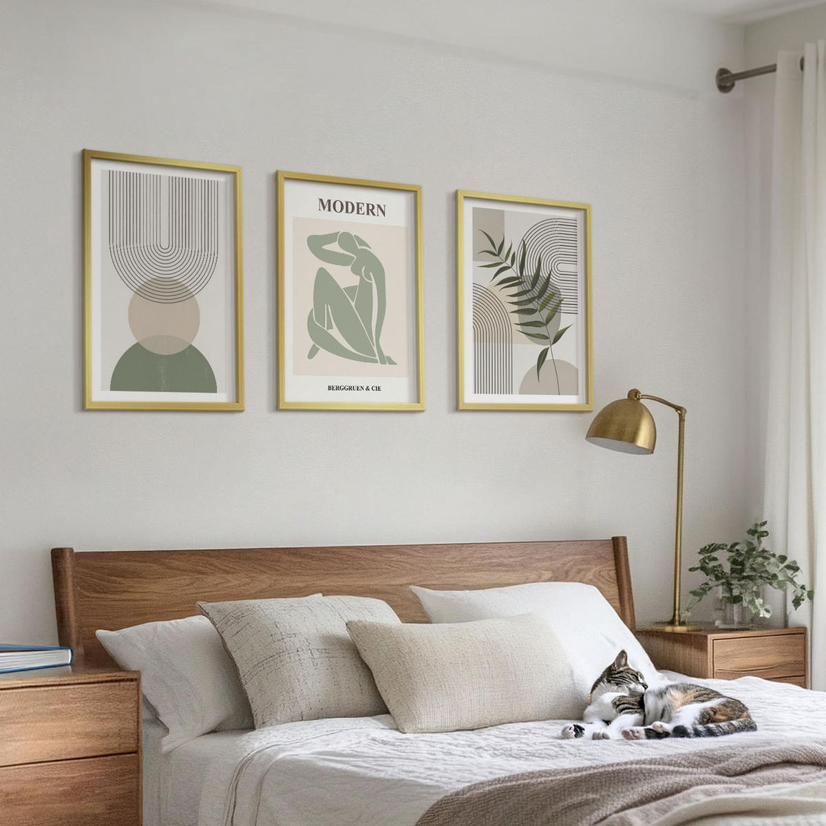BILDER SET 3er Set - 40x60 cm Goldrahmen - Stilvolle Pflanzengrafiken - Goldfarben, Kunststoff (40/60cm) - TULUP