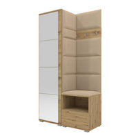 GARDEROBEN-SET Nela I mit Spiegel 100/187/40 - Beige/Silberfarben, Holzwerkstoff/Kunststoff (100/187/40cm)
