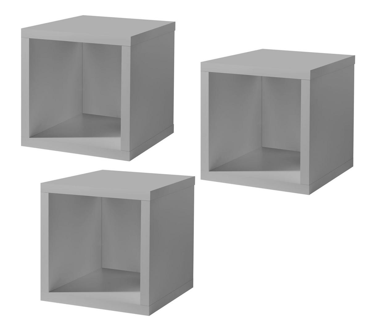HÄNGEREGAL 3er-Set Erna 32x32x32 aus Holzwerkstoff Farbe Kreidegrau - Hellgrau, Holzwerkstoff (32/32/32cm) - 58aufmkessel
