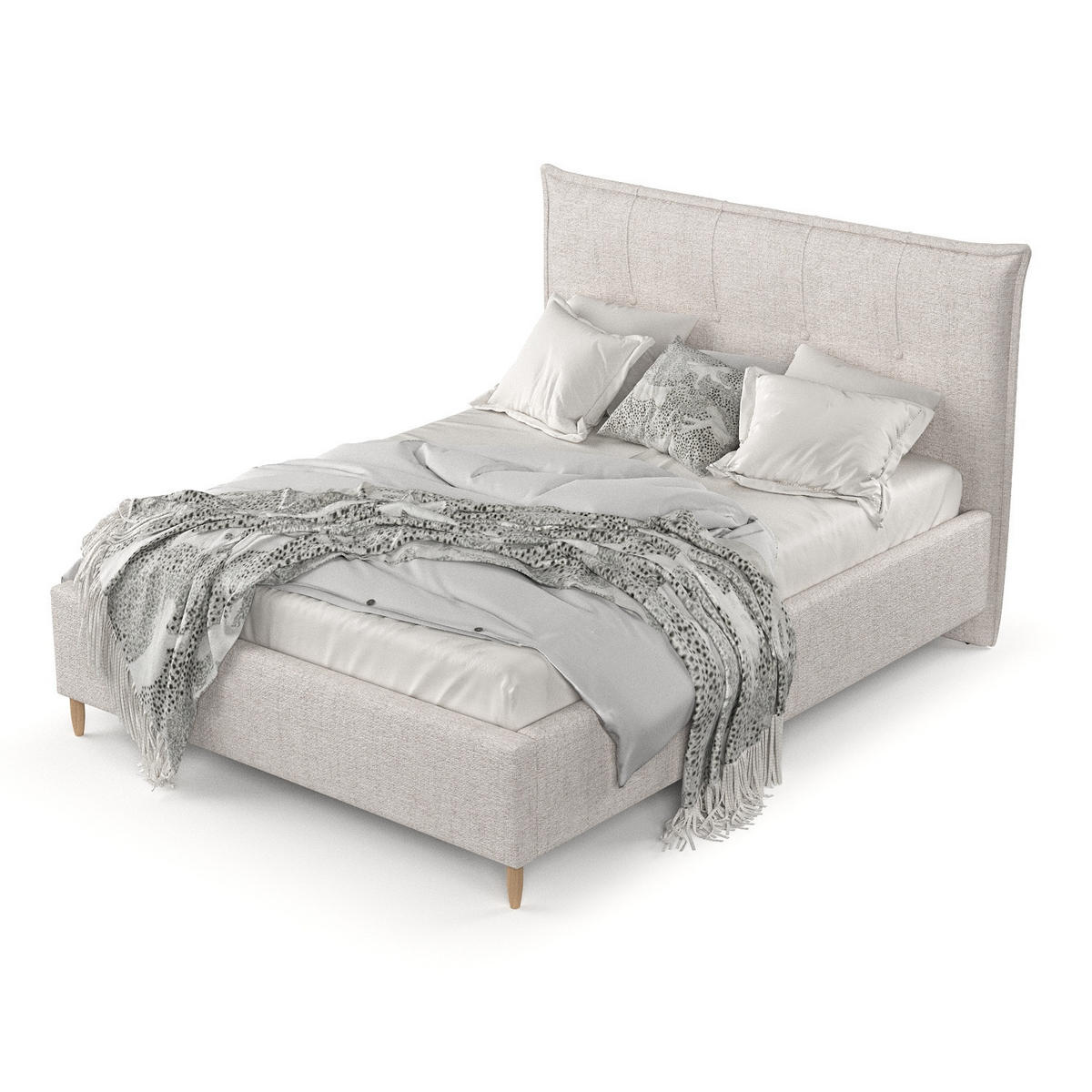 POLSTERBETT Plaza 140/200 cm Hellbeige im Neve Stoff - Sandfarben/Naturfarben, Holz/Holzwerkstoff (140/200cm) - AltaBeds