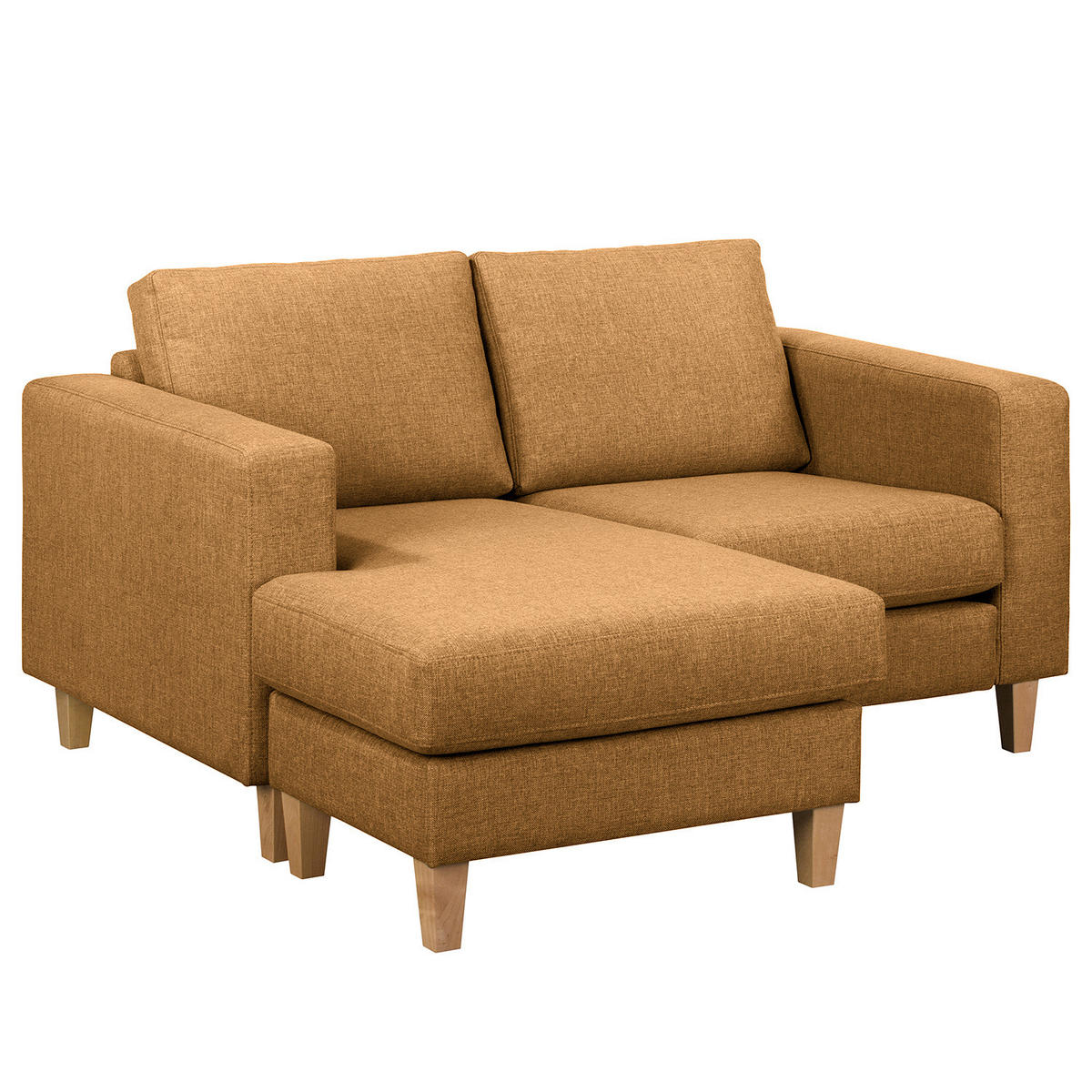 1-SITZER ECKSOFA mit Longchair - Gelb/Buchefarben, Buchenholz/Textil (154/140cm) - home24
