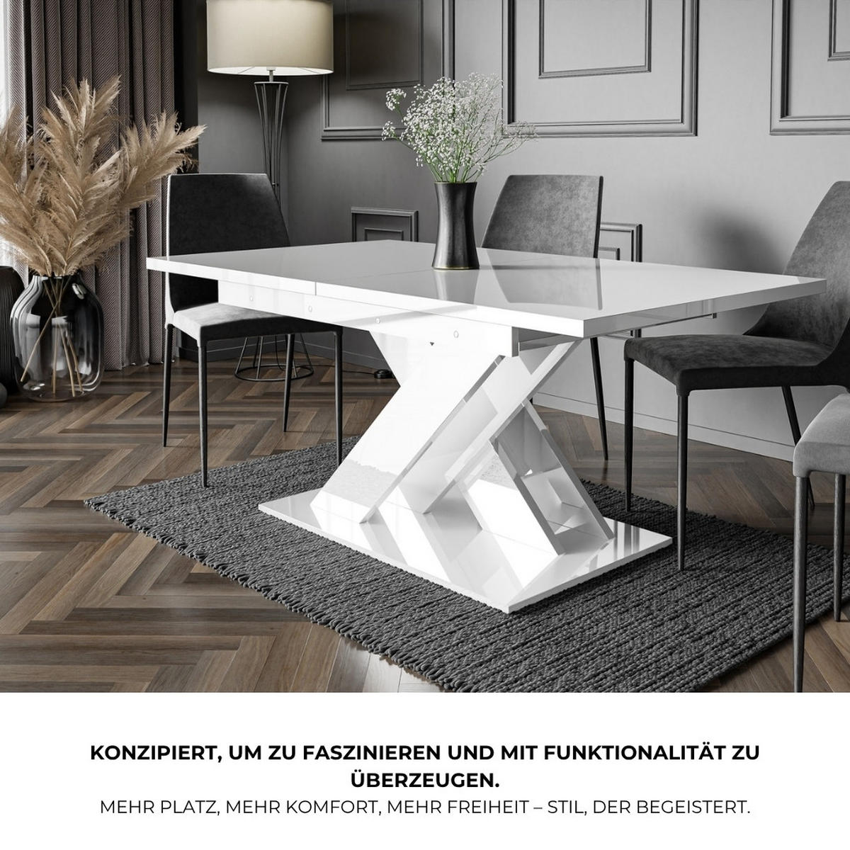 ESSTISCH Weiß Hochglanz Ausziehbar 140 - 180 cm - Weiß Hochglanz, Holzwerkstoff (140/80/75cm) - PROSPERO