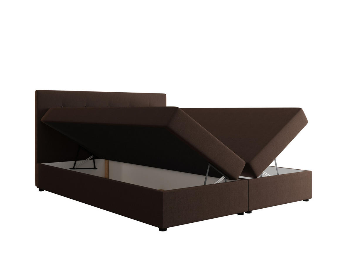 BOXBETT FADO 22 mit Matratze H3, Bonell und Topper 140x200 Cosmic 800 - Dunkelbraun, Holz/Textil (140/200cm) - Bedante
