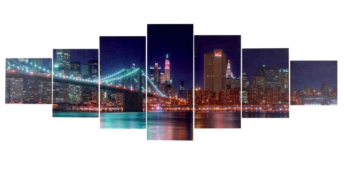 LEINWANDBILD NEW YORK 7-TLG. Multicolor - Multicolor, Holz (140/50cm) - Jamb