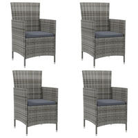 GARTENSTÜHLE mit Kissen 4 Stk. Poly Rattan Grau - Graubraun/Grau, Metall (61/88/60cm) - furnicato