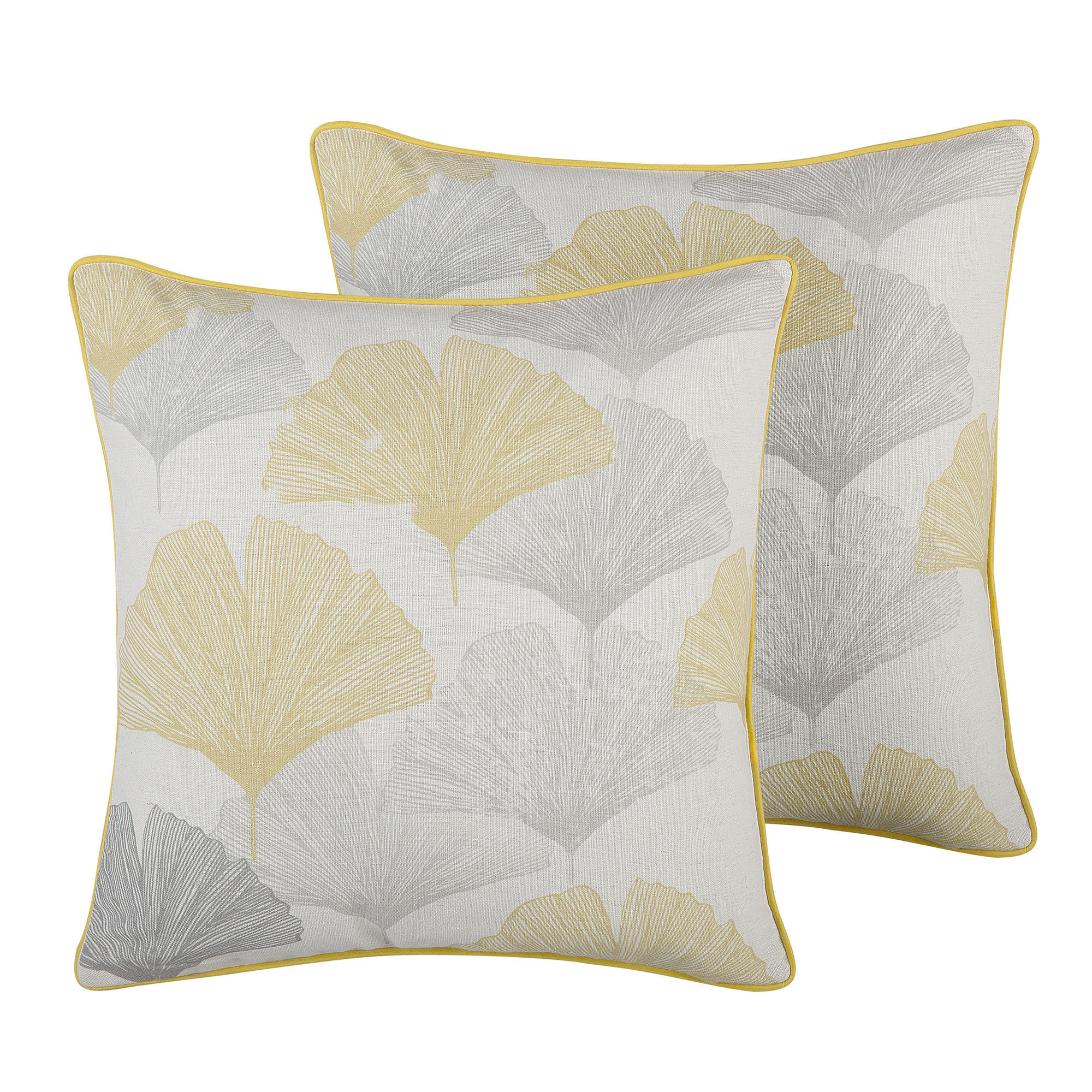 DEKOKISSEN 2er-Set Hellgrau 45/45 cm Candytuft - Multicolor/Hellgrau, Textil (45/45cm) - Beliani