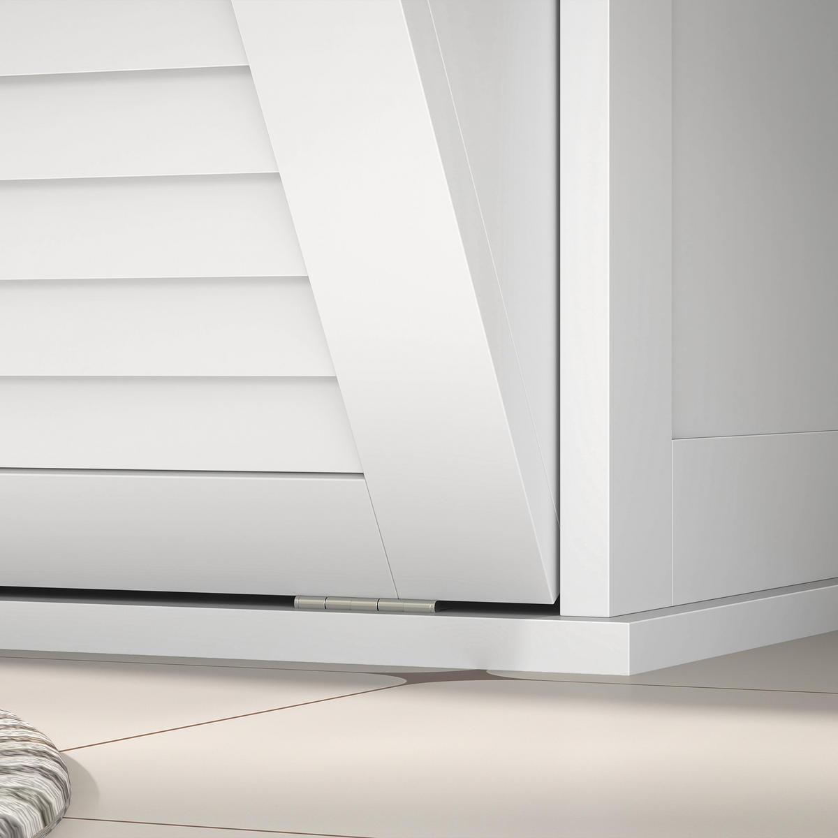 BADEZIMMERSCHRANK 70x38x73 cm Weiß aus MDF mit 2 Wäschekörben & Lamellentüren - Weiß, Holzwerkstoff (70/73/38cm) - Modfu