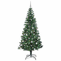 WEIHNACHTSBAUM Künstlicher Vorbeleuchteter Haltbar 120/120/240 cm Grün PVC - Schwarz, Kunststoff (240cm) - vidaXL
