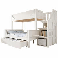 ETAGENBETT mit Leiterschrank und Schubladen 90x200/140x200 cm Weiß - Weiß, Holz (90/200cm) - Meubliv