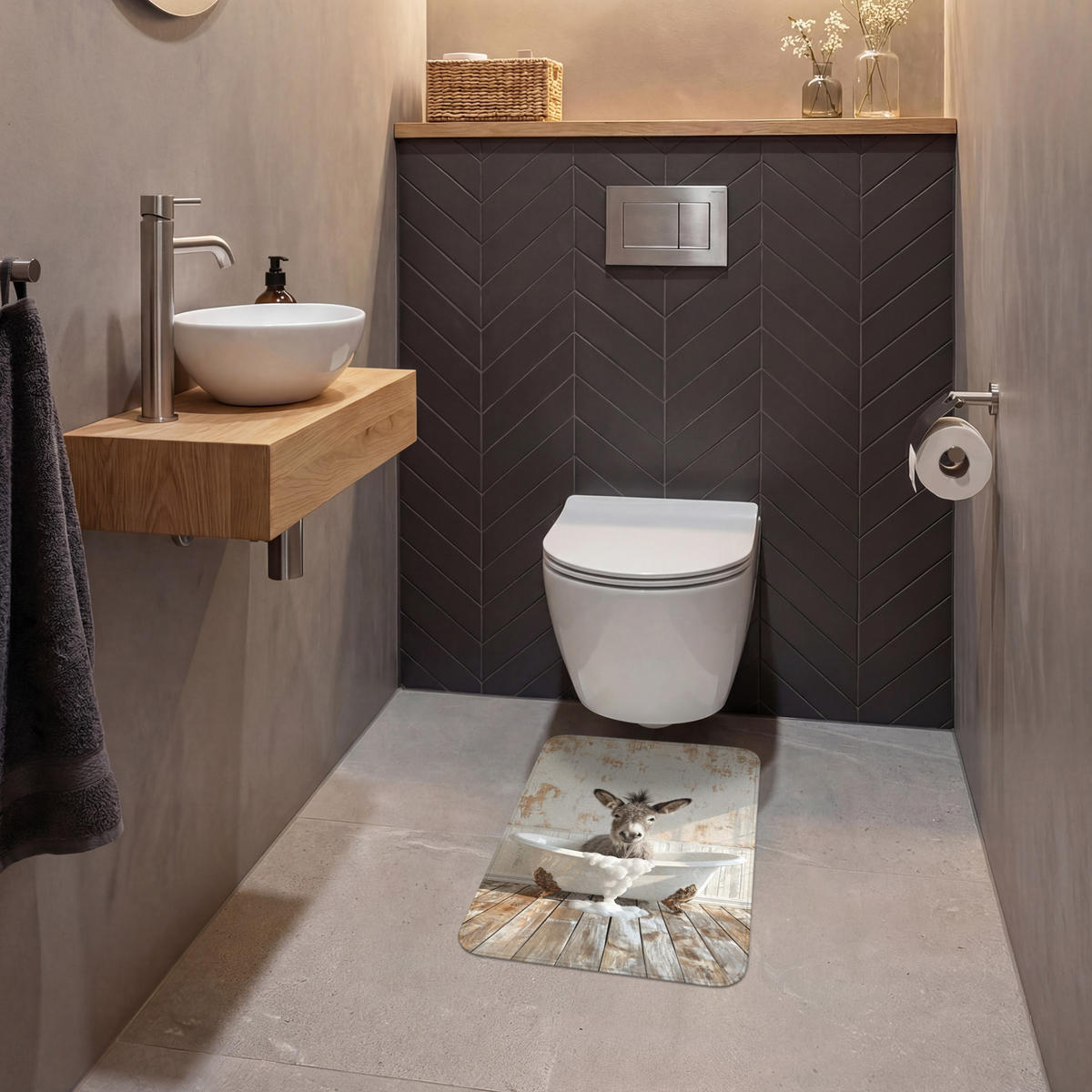 WC PŘEDLOŽKA Osel - Zvířata - Vana - Pěna 40x60 cm - krémová, textil/plast (40/1cm) - OnlyWow