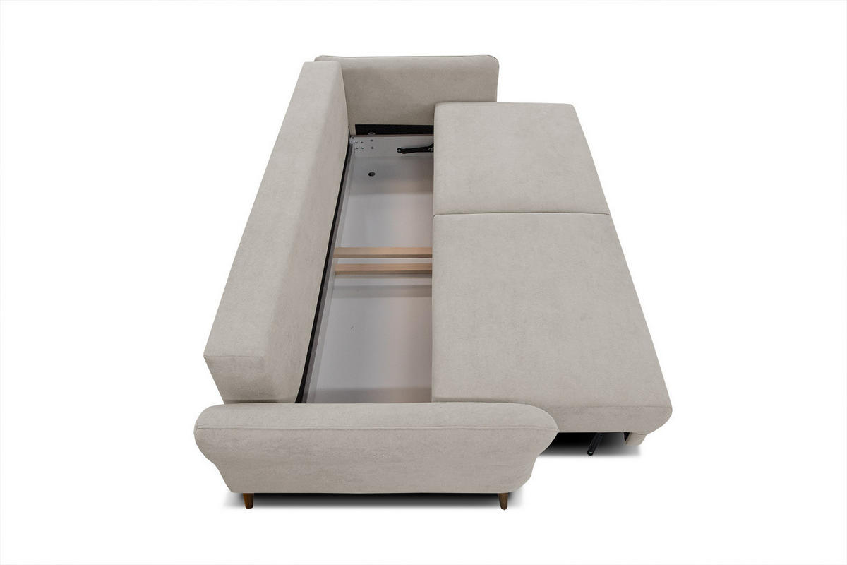SOFA FIGARI 3-Sitzer mit Schlaffunktion, beige - Beige/Braun, Holz/Textil (232/90/107cm) - Courtois Laville