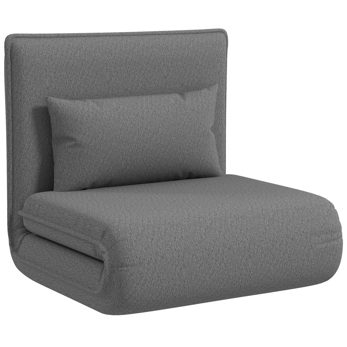 BODENSOFA 3-in-1 Klappbar Schlafsofa, Gepolstert Sofabett mit Schlaffunktion - Dunkelgrau, Textil/Metall (81/68/75cm) - HOMCOM