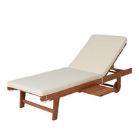 SONNENLIEGE Sano Verstellbar mit Auflage Beige Gartenliege - Beige, Holz (64/89/183cm) - DELUKE