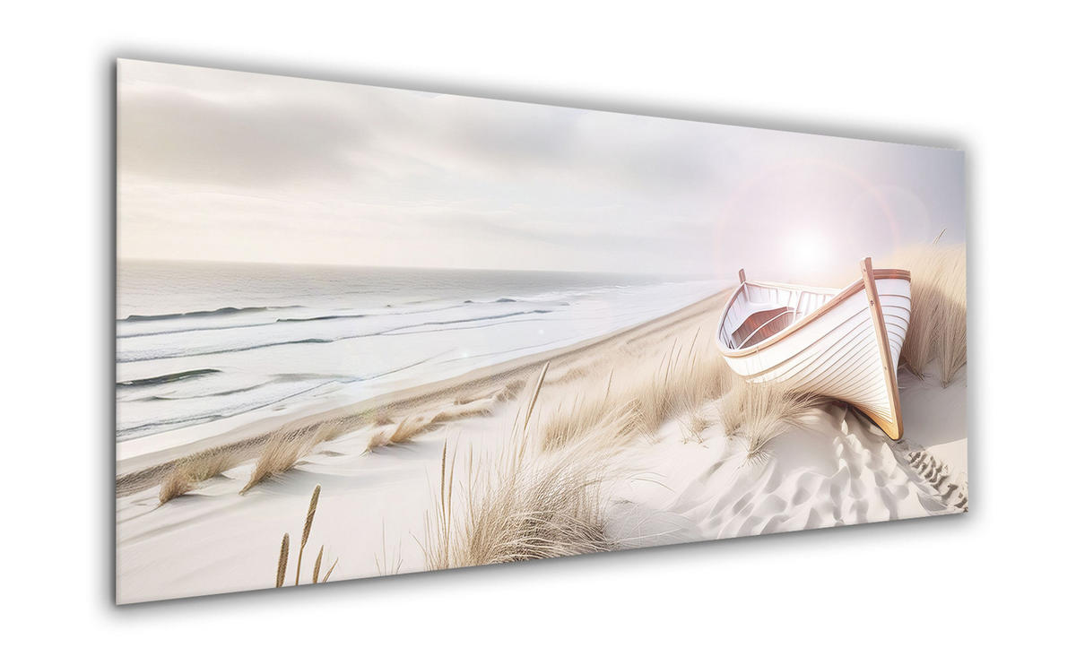 GLASBILD 125x50 cm Strand beige - Beige, Glas (125/50cm) - artissimo