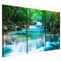 LEINWANDBILD Bergwasserfall 3-tlg. 90x60 cm - Multicolor, Holz (90/60cm) - LUMASOUL