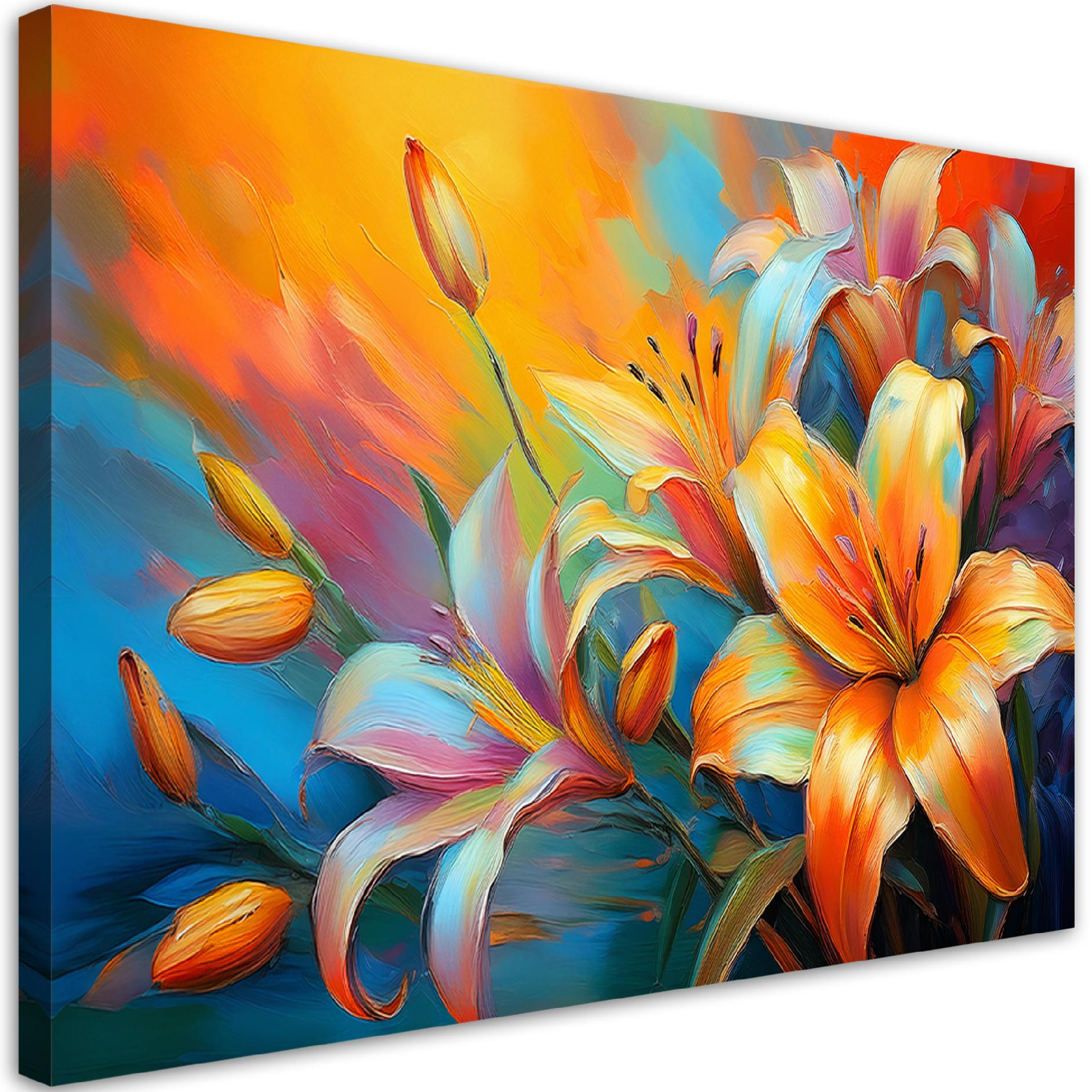 WANDBILD pastellfarbene lilien abstraktion - Multicolor, Textil (60/40cm) - Feeby