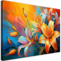 WANDBILD pastellfarbene lilien abstraktion - Multicolor, Textil (60/40cm) - Feeby