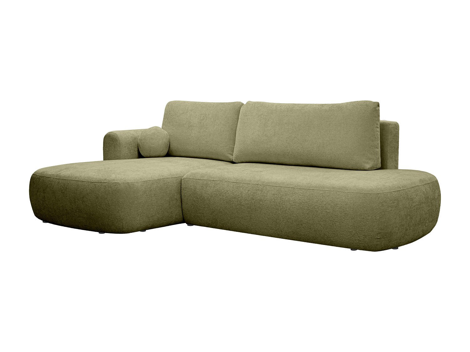 ECKSOFA mit Schlaffunktion - Ecke links - Chenille-Stoff - Khaki - BROCARO - Grün, Textil (170/288cm) - Vente-Unique