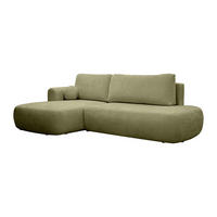 ECKSOFA mit Schlaffunktion - Ecke links - Chenille-Stoff - Khaki - BROCARO - Grün, Textil (170/288cm) - Vente-Unique