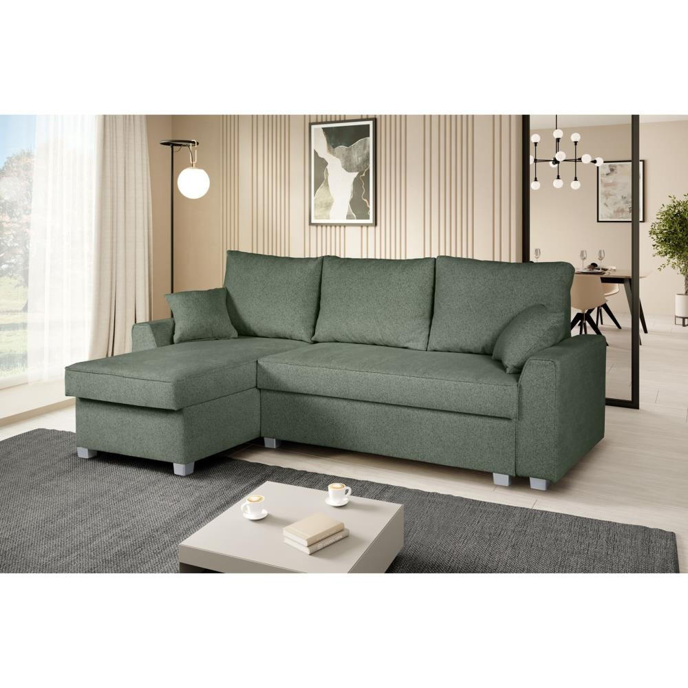 ECKSCHLAFSOFA Teramo grün - Schwarz/Grün, Kunststoff/Textil (235/150cm) - Beautysofa