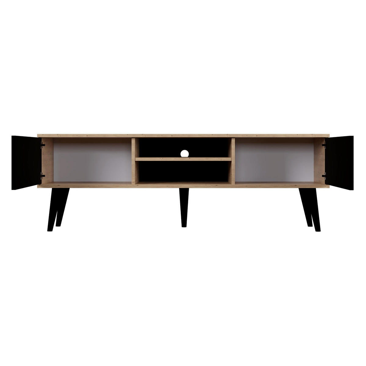 TV-MÖBEL Toronto Schwarz und Holz - Schwarz/Braun, Holzwerkstoff (160/55/35cm) - Petits-meubles