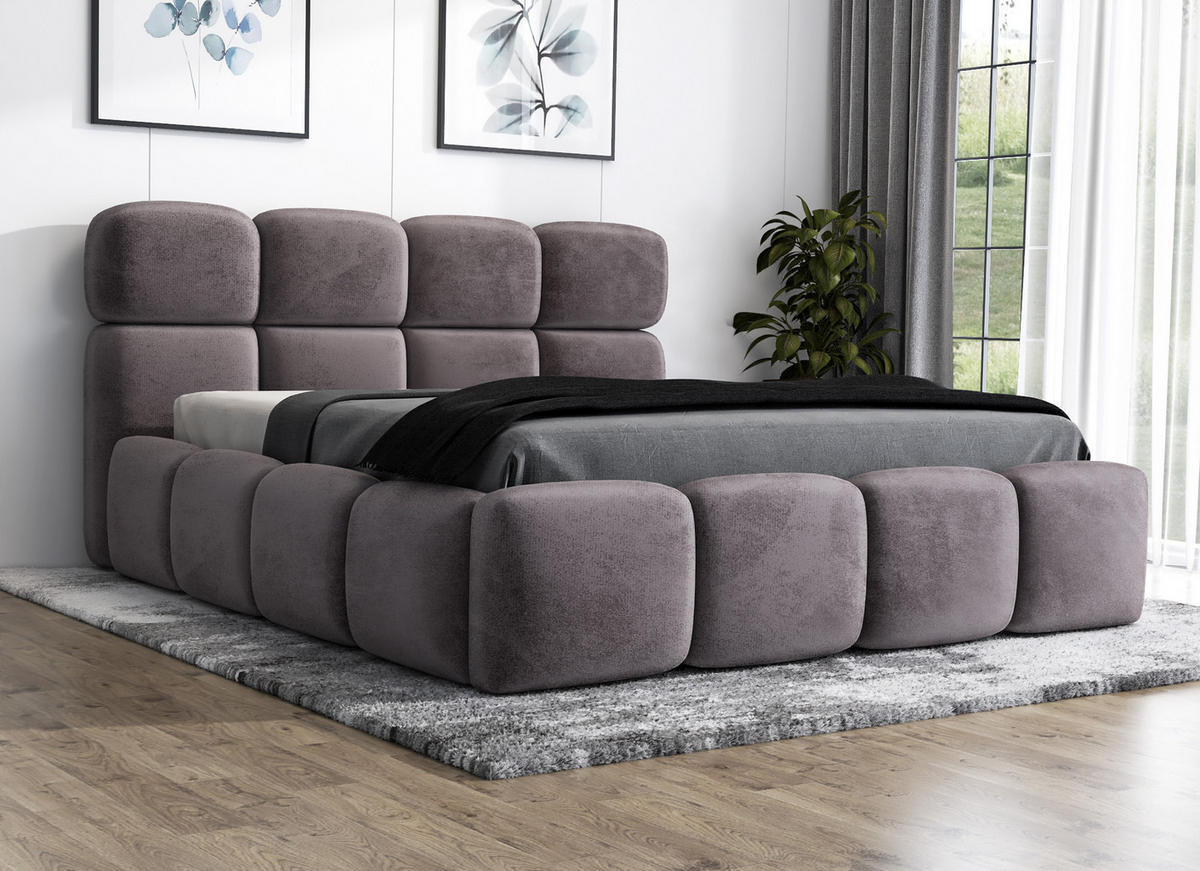 POLSTERBETT MONAKO 160x200 Grau - Grau, Textil (160/200cm) - A&J MöbelLand