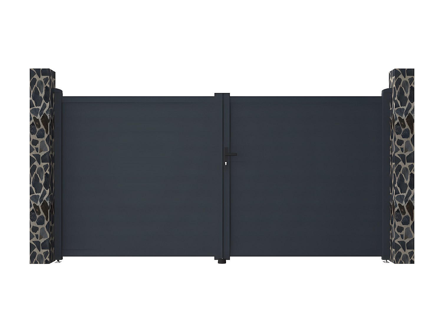 FLÜGELTOR - 350cm x 4.6cm - Aluminium - anthrazitgrau - NAZARIO - Anthrazit, Metall (350/176cm) - Vente-Unique