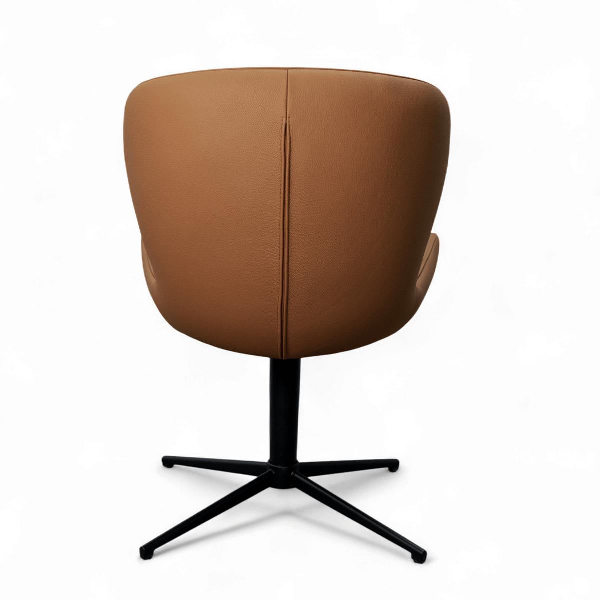 STUHL-SET 4 Stück in Echtleder Cognacbraun - Schwarz/Braun, Leder/Metall (57/83/63cm) - Furnhouse