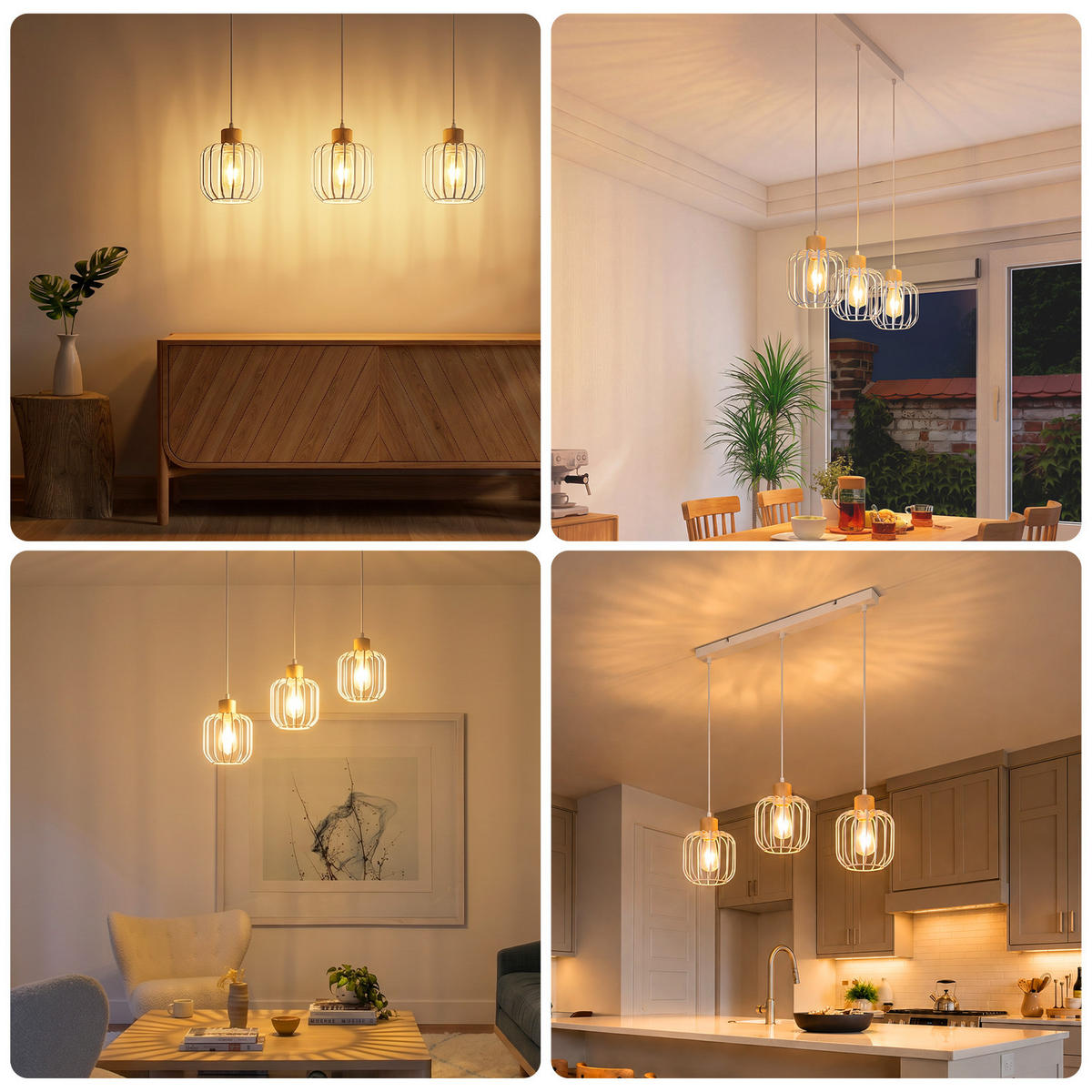 PENDELLEUCHTE Uxvin 62/18/145 cm - Weiß, Holz/Metall (62/18/145cm) - ZMH