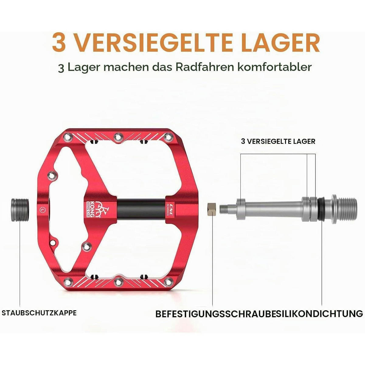 FAHRRADPEDALE Plattformpedale mit Reflektoren Rot - Rot, Metall (9.8/2/11.7cm)